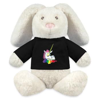 Tête coupée d'une licorne - Lapin en peluche recyclé MiniFeet® Crème - noir - Devant
