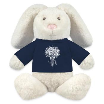Bouquet de roses - Lapin en peluche recyclé MiniFeet® Crème - bleu marine - Devant