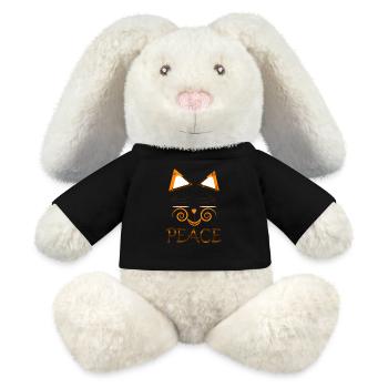 Peace Cat – Cute Spiral Eyes Cat Design - Lapin en peluche recyclé MiniFeet® Crème - noir - Devant