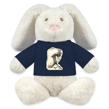 Étagère vintage - Lapin en peluche recyclé MiniFeet® Crème - bleu marine - Devant