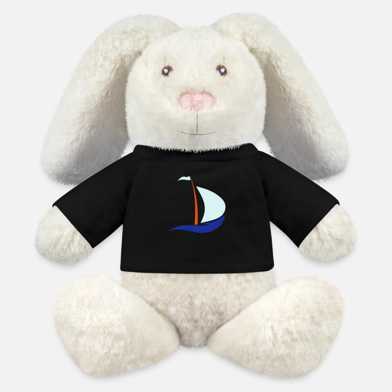 bateau à voile - Lapin en peluche recyclé MiniFeet® Crème - noir