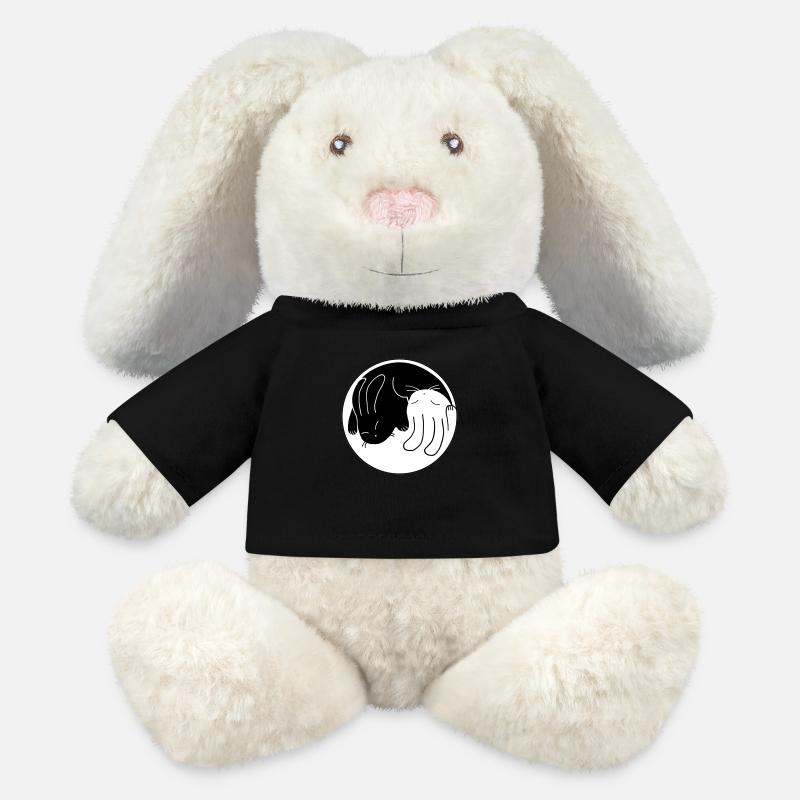 Yin-Yang Kaninchen - MiniFeet® RecycelHase® Creme - Schwarz