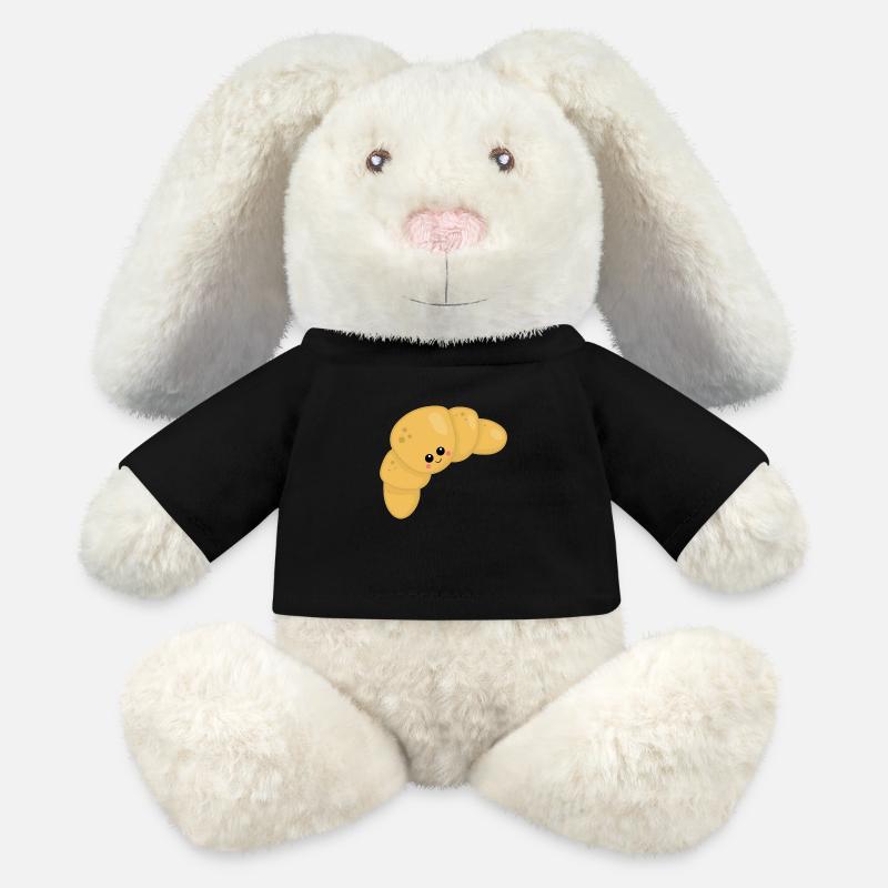 croissant - Lapin en peluche recyclé MiniFeet® Crème - noir