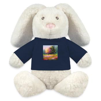 Fleurs Meadow Tree Aquarelle Nature colorée Art - Lapin en peluche recyclé MiniFeet® Crème - bleu marine - Devant