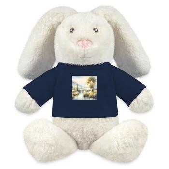 Watercolor Painting Landscape with River - MiniFeet® RecycelHase® Bunny Cream - french navy - Front