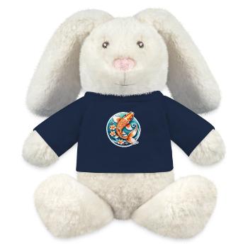 carpe koi - poisson japon - Lapin en peluche recyclé MiniFeet® Crème - bleu marine - Devant