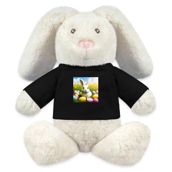 süßer Osterhase zwischen Ostereiern - MiniFeet® RecycelHase® Creme - Schwarz - Vorne