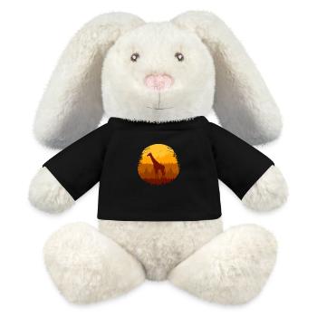 Giraffe und Vogelschwarm im Herbstwald - MiniFeet® RecycelHase® Creme - Schwarz - Vorne