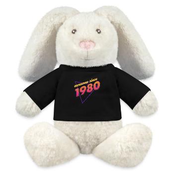 Rétro - Awesome since 1980 - Lapin en peluche recyclé MiniFeet® Crème - noir - Devant