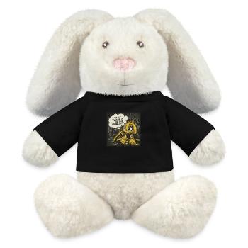 Nachdenkliche Gelbe Plastikente Ente Statement - MiniFeet® RecycelHase® Creme - Schwarz - Vorne