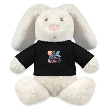 Moto Rouge Moto - Lapin en peluche recyclé MiniFeet® Crème - noir - Devant