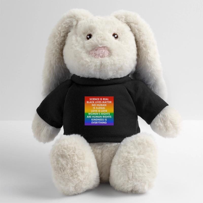 Couleurs du drapeau de la fierté - slogans progressistes Lapin en peluche recyclé MiniFeet® Crème