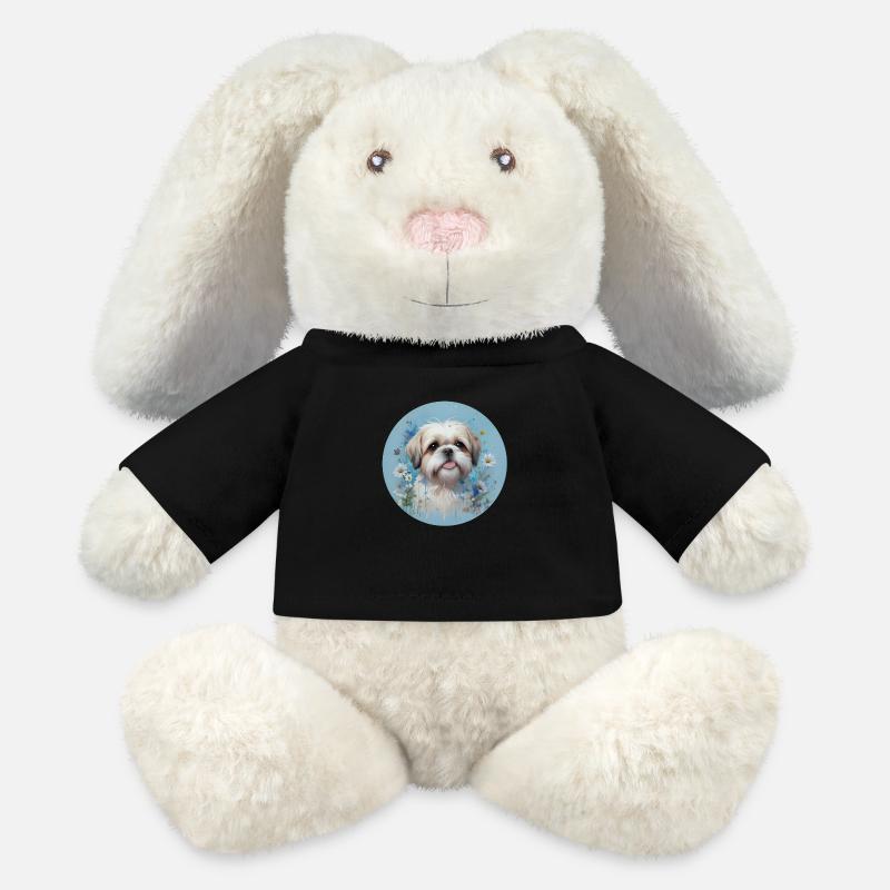 Blue Shih Tzu - MiniFeet® RecycelHase® Bunny Cream - black