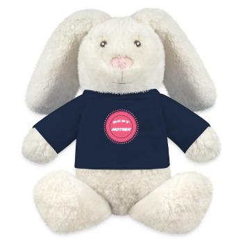 maman mother mama - Lapin en peluche recyclé MiniFeet® Crème - bleu marine - Devant