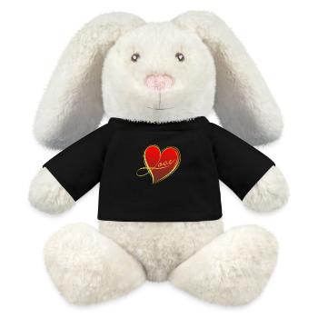 rotes Herz - MiniFeet® RecycelHase® Creme - Schwarz - Vorne