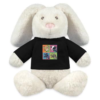 Pop-art Affe Kuh Rabe Schlange bunt - MiniFeet® RecycelHase® Creme - Schwarz - Vorne