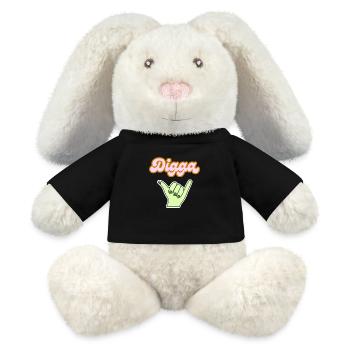 Digga Swag Handzeichen Dikka cool - MiniFeet® RecycelHase® Creme - Schwarz - Vorne