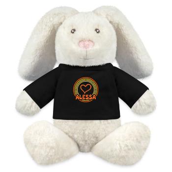 Alessa comme nom - Lapin en peluche recyclé MiniFeet® Crème - noir - Devant