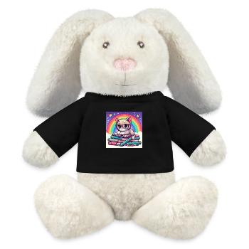 Cute cat reading books under the rainbow - MiniFeet® RecycelHase® Bunny Cream - black - Front