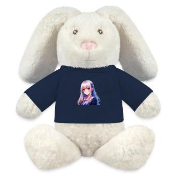 Anime Manga Fille - Lapin en peluche recyclé MiniFeet® Crème - bleu marine - Devant