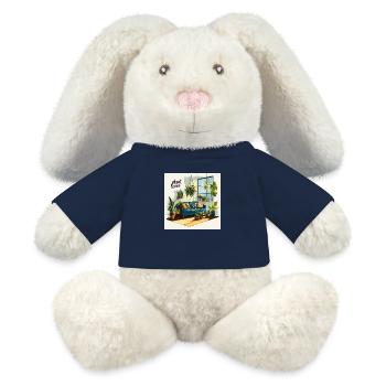 Salon d’amoureux des plantes - Lapin en peluche recyclé MiniFeet® Crème - bleu marine - Devant
