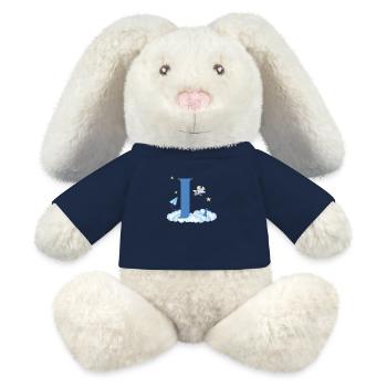Letter l Blue Clouds Airplane Child - MiniFeet® RecycelHase® Bunny Cream - french navy - Front