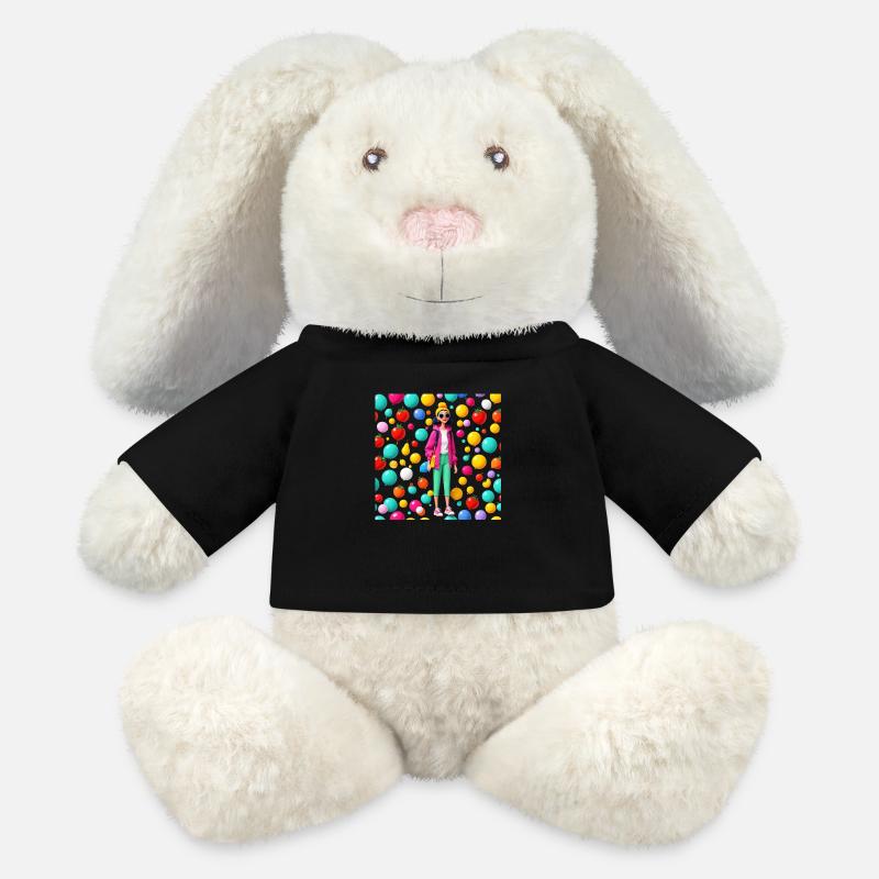 Couleur - Lapin en peluche recyclé MiniFeet® Crème - noir