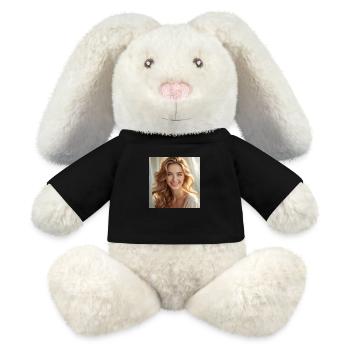 Schönes Mädchen mit glänzendem Haar - MiniFeet® RecycelHase® Creme - Schwarz - Vorne