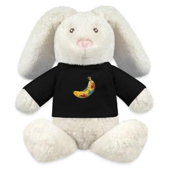 Bestickte Banane - MiniFeet® RecycelHase® Creme - Schwarz - Vorne