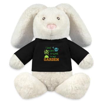 Je suis juste pour travailler dans mon jardin - jardin seulement - Lapin en peluche recyclé MiniFeet® Crème - noir - Devant