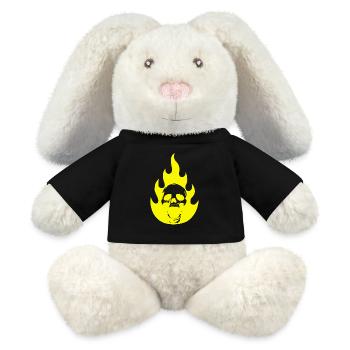 Crâne et flamme jaune - Lapin en peluche recyclé MiniFeet® Crème - noir - Devant