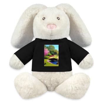 Jardin zen chinois - Lapin en peluche recyclé MiniFeet® Crème - noir - Devant