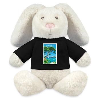 Hyères île de Porquerolles - Lapin en peluche recyclé MiniFeet® Crème - noir - Devant