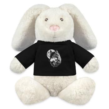 Wolf heult den Mond an - MiniFeet® RecycelHase® Creme - Schwarz - Vorne