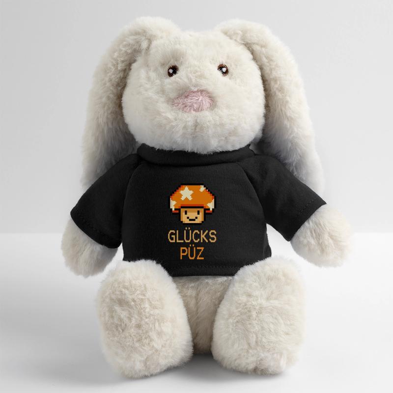 Glückspüz - Lucky Guy, Dialecte, Pixel Lapin en peluche recyclé MiniFeet® Crème