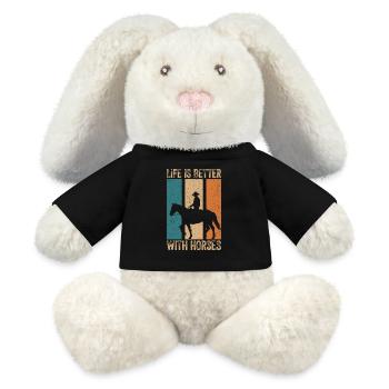Les chevaux rendent la vie plus belle - Lapin en peluche recyclé MiniFeet® Crème - noir - Devant