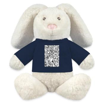 Mosaïque de masques : Carousel facial - Lapin en peluche recyclé MiniFeet® Crème - bleu marine - Devant