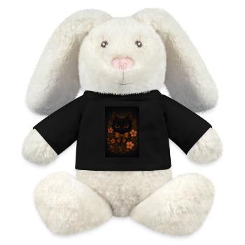 Black cat wit flowers - MiniFeet® RecycelHase® Bunny Cream - black - Front