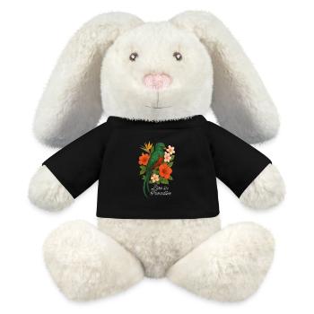 Vivre au paradis – Oiseau de paradis tropical - Lapin en peluche recyclé MiniFeet® Crème - noir - Devant