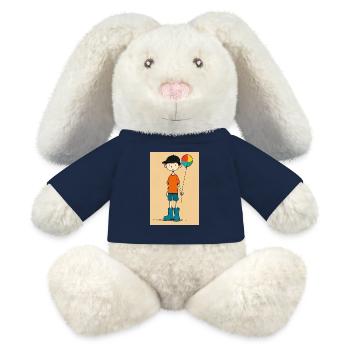 Kleiner Junge spielt Ball - MiniFeet® RecycelHase® Creme - French Navy - Vorne