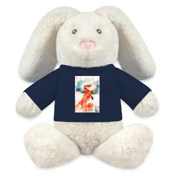 Renard d’hiver. - Lapin en peluche recyclé MiniFeet® Crème - bleu marine - Devant