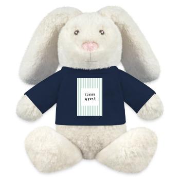 Guten Appetit - grüne Streifen - MiniFeet® RecycelHase® Creme - French Navy - Vorne