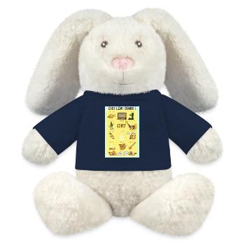 Chat lent bourg - Lapin en peluche recyclé MiniFeet® Crème - bleu marine - Devant