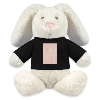 Läuft mit Pastell Typo Überlagerung - MiniFeet® RecycelHase® Creme - Schwarz - Vorne