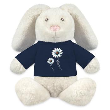 Marguerites Bleues Bonheur et Amour - Lapin en peluche recyclé MiniFeet® Crème - bleu marine - Devant