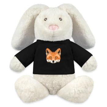 Fuchs Kopf Poly Füchsin fox Illustration low poly - MiniFeet® RecycelHase® Creme - Schwarz - Vorne