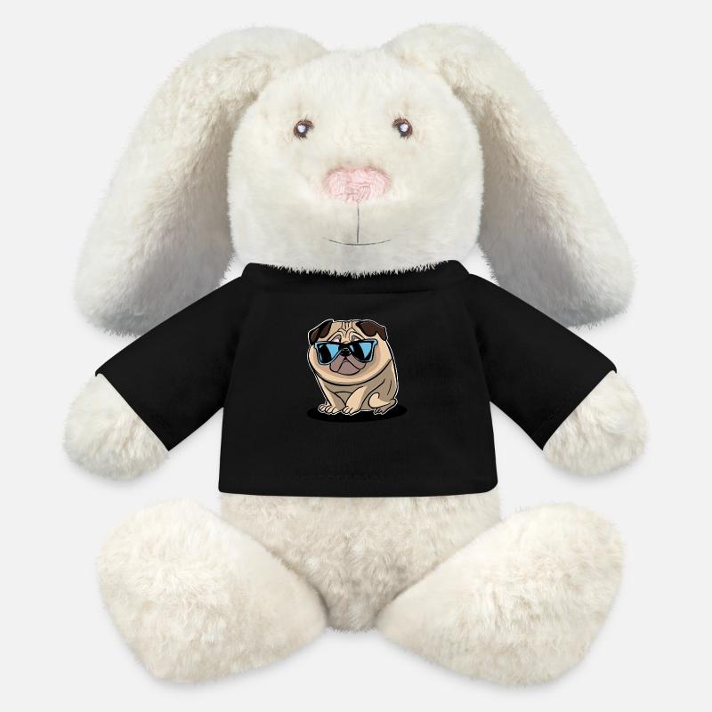 Mops - MiniFeet® RecycelHase® Creme - Schwarz