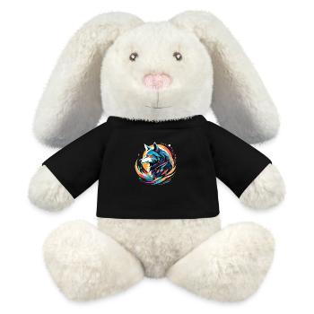 Wolf and Mountain - Protective Nature - MiniFeet® RecycelHase® Bunny Cream - black - Front
