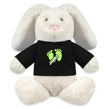 Naissance de Janko - Lapin en peluche recyclé MiniFeet® Crème - noir - Devant