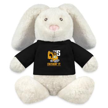 Children's birthday party construction site - MiniFeet® RecycelHase® Bunny Cream - black - Front